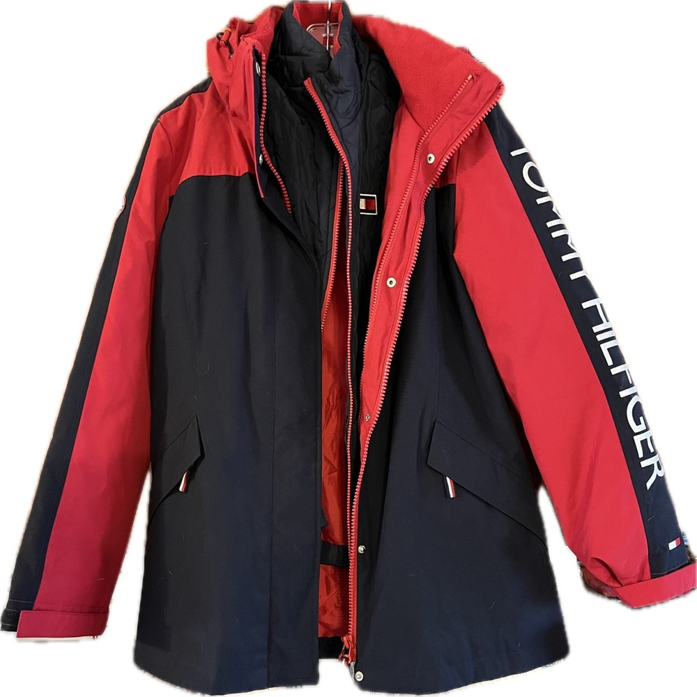 Tommy Hilfiger Women's Red and Black Utility Jacket